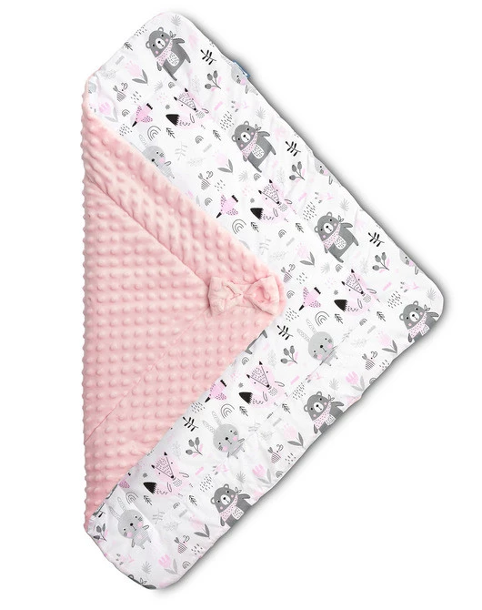 Sensillo Rożek Niemowlęcy Minky 75x75 Polana Różowy