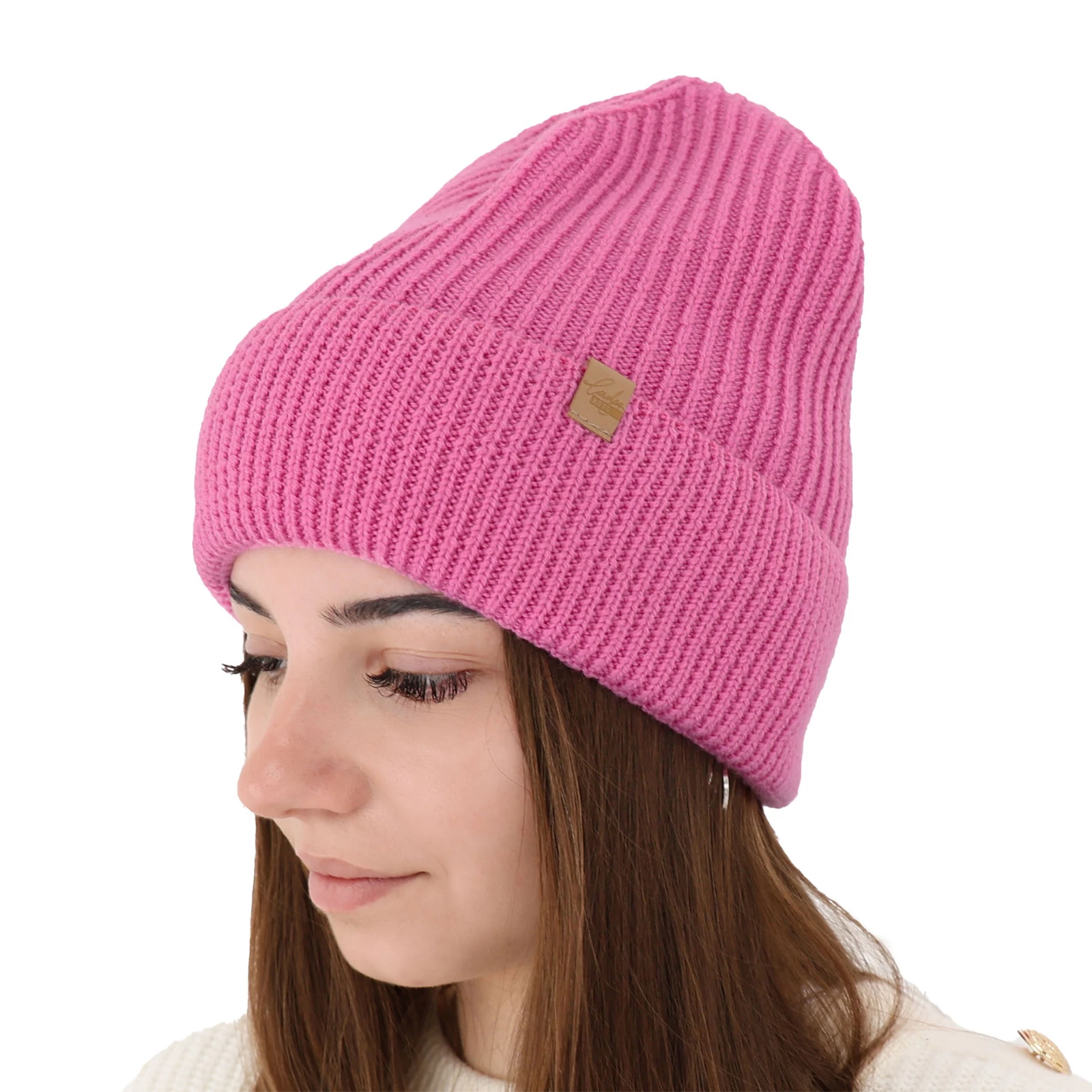 Czapka zimowa damska, camel, 100% wełniana merino Isla