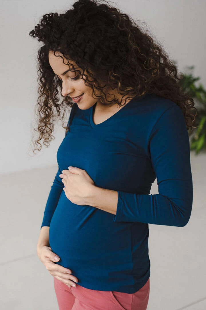 Bluzka ciążowa i do karmienia Milk Shirt poseidon z dekoltem w serek