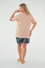 Julietta piżama damska krótki rękaw. krótkie spodnie łososiowy/druk