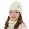 Czapka i komin dla dziewczynki, zimowy komplet, biały, 100% wełniany merino, Patricia