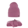 Czapka i szalik damski zimowy komplet, wrzosowy, 100% wełniana merino Melpomena