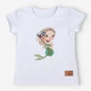 T-shirt Dziewczęcy Z Krótkim Rękawem Syrenka Biały