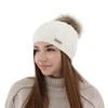 Czapka zimowa damska, fioletowa, z wełną merino Bafi
