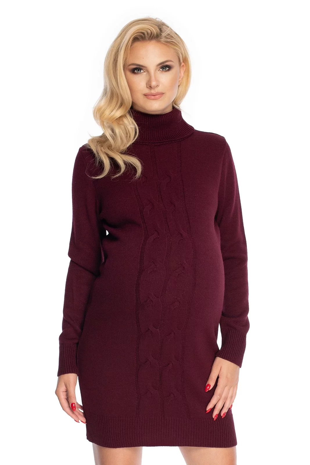 SWETER SUKIENKA WARKOCZE BORDO