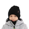 Czapka i komin dla chłopca, zimowy komplet, ciemnoszary, 100% wełniany merino, Gizmo