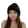 Czapka zimowa damska, czarna, z wełną merino Caro