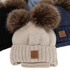 Czapka i komin dla chłopca, zimowy komplet, niebieski, 100% wełniany merino, podszyty polarem wełnianym, Ronik