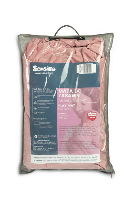 Sensillo Mata Do Zabawy Falbanka Velvet Brudny Retro Róż