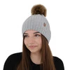 Czapka zimowa damska, szara, z wełną merino, Zamira