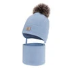 Czapka i komin dla chłopca zimowy komplet, błękitny, 100% wełniany merino,  podszyty bawełną, Snorin