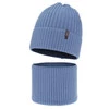 Czapka i komin dla chłopca, zimowy komplet, niebieski, 100% wełniany merino, Gizmo