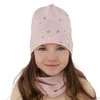 Czapka i komin dla dziewczynki jesienny, wiosenny komplet, kremowy, bawełniany Fiora