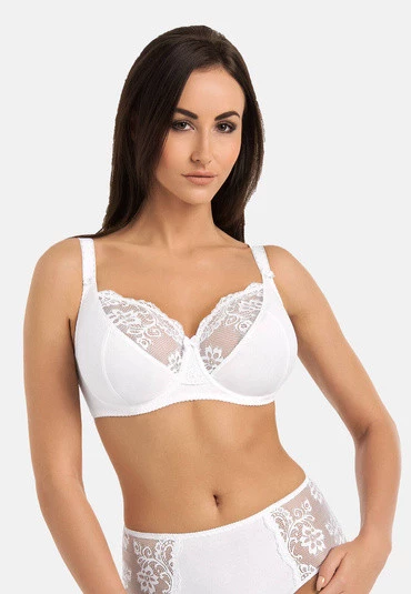 Biustonosz bawełniany koronkowy Anastasia  Biały