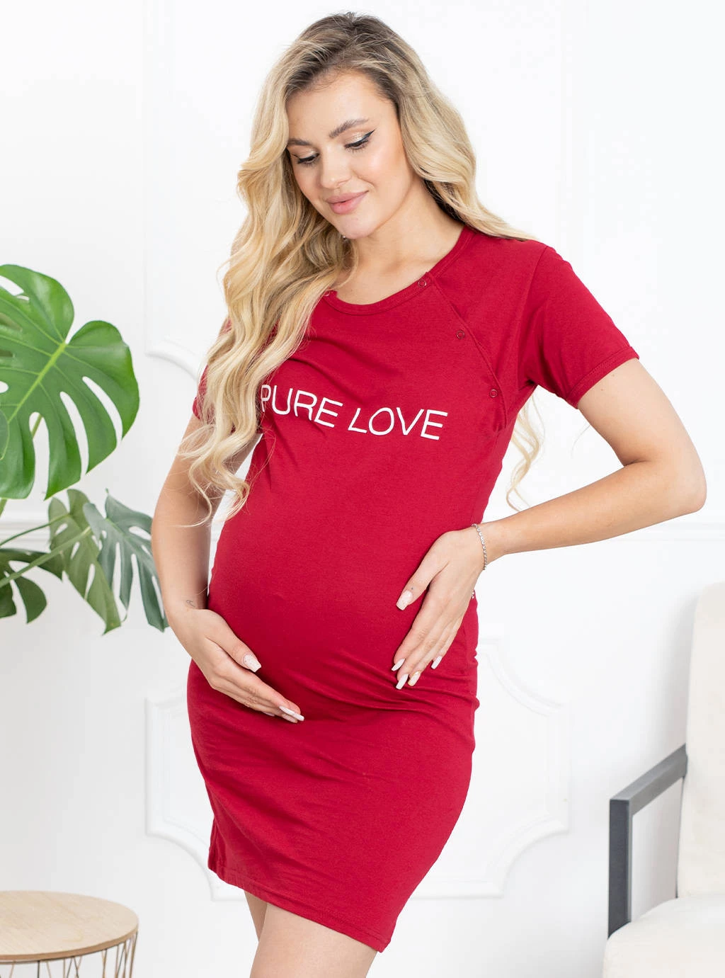 Koszula ciążowa PURE LOVE - bordowa