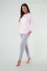 Noelia piżama damska długi rękaw. długie spodnie różowy/druk