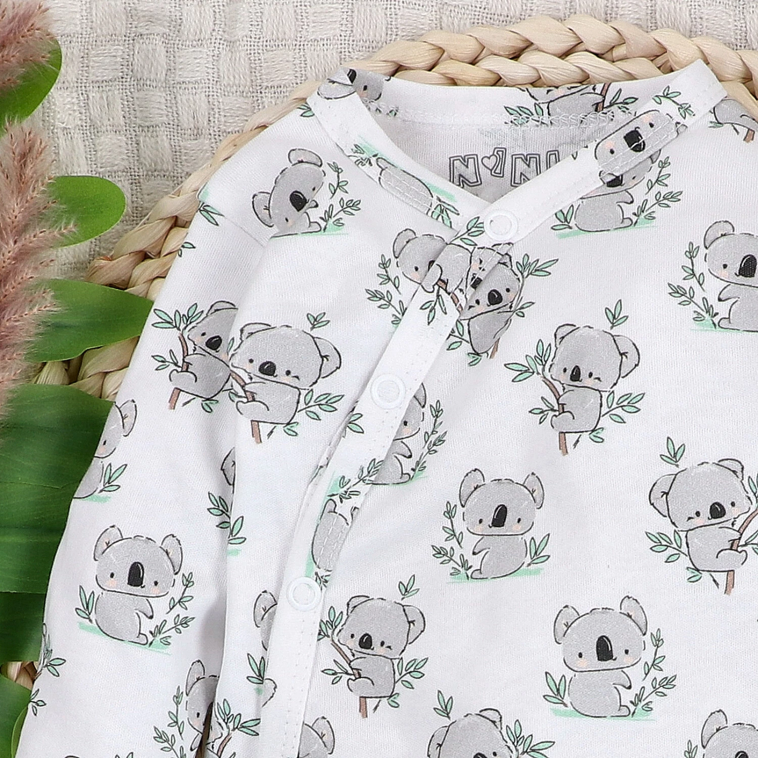 Białe body kopertowe Sweets koala z bawełny organicznej