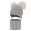 Czapka i komin dla dziewczynki, zimowy komplet, szary, 100% wełniany merino, podszyty polarem wełnianym, Ronia