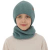 Czapka i komin dla chłopca, zimowy komplet, 100% wełniany merino, niebieski Serimo