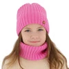 Czapka i komin dla dziewczynki zimowy komplet, szary, 100% wełniany merino, podszyty bawełną Vanira