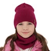 Czapka i komin dla dziewczynki jesienny, wiosenny komplet, jasnoróżowy, 100% wełniana merino Chelsie