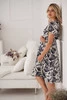 Sukienka ciążowa i do karmienia Lovely Dress Midi krótki rękaw kremowa w granatowe liście