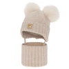 Czapka i komin dla dziewczynki, zimowy komplet, beżowy, 100% wełniany merino, podszyty polarem wełnianym, Ronia