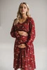 Sukienka ciążowa i do karmienia Lovely Dress Midi rękaw długi bordowa w kwiatki