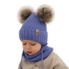 Czapka i komin dla chłopca zimowy komplet, beżowy, 100% wełniany merino, wiązany Konor