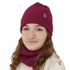 Czapka i komin dla dziewczynki, zimowy komplet, amarantowy, 100% wełniany merino, Patricia