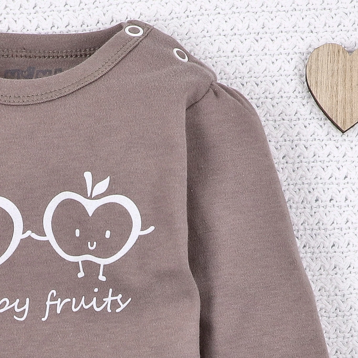 Body niemowlęce Happy Apples z bawełny organicznej - brązowe