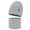 Czapka i komin dla chłopca, zimowy komplet, jasnoszary, 100% wełniany merino, Gizmo