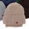 Czapka i komin dla chłopca, zimowy komplet, 100% wełniany merino, khaki Umberto