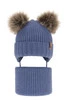 Czapka i komin dla chłopca zimowy komplet, niebieski, 100% wełniany merino, wiązany Konor