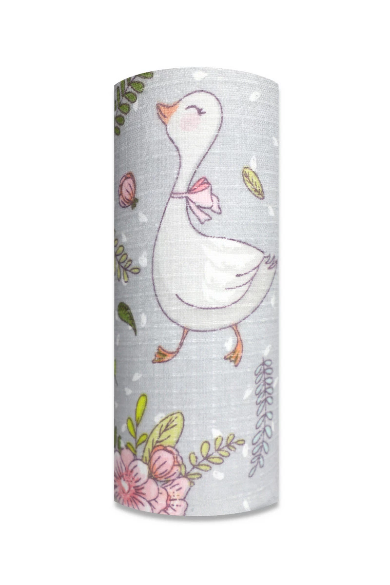 Pieluszka Tetrowa Gęsi i Kwiaty Szare Tło 70x80