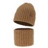 Czapka i komin dla chłopca zimowy komplet, camel, wełniany merino Karmin