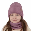 Czapka i komin dla dziewczynki zimowy komplet, fioletowy, 100% wełniana merino Nelita