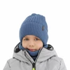 Czapka i komin dla chłopca, zimowy komplet, niebieski, 100% wełniany merino, Gizmo