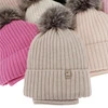 Czapka i komin dla dziewczynki zimowy komplet, 100% wełniany merino, podszyty bawełną, z pomponem, beżowy, Terida