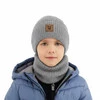 Czapka i komin dla chłopca, jesienny, wiosenny komplet szary 100% wełniany merino Vanto