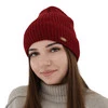 Czapka zimowa damska, bordowa, z wełną merino Shila