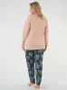 Julietta piżama damska długi rękaw. długie spodnie łososiowy/druk