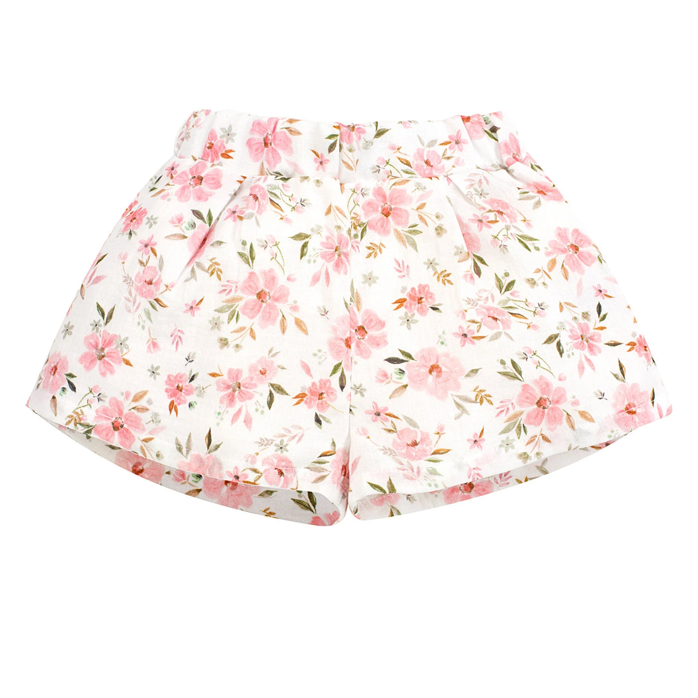 Spodenki krótkie muslin FLOWERS écru,kwiaty