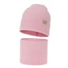 Czapka i komin dla dziewczynki jesienny, wiosenny komplet, różowy, 100% wełniany merino Magenta