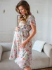 Sukienka ciążowa i do karmienia Lovely Dress Midi krótki rękaw błękitna w owoce