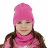 Czapka i komin dla dziewczynki jesienny, wiosenny komplet, różowy, 100% wełniany merino Chelsie