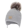 Czapka zimowa dla chłopca, wiązana, 100% wełniana merino, szara Jergen