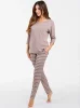Betty piżama damska 3/4 rękaw. długie spodnie cappuccino/druk cappuccino