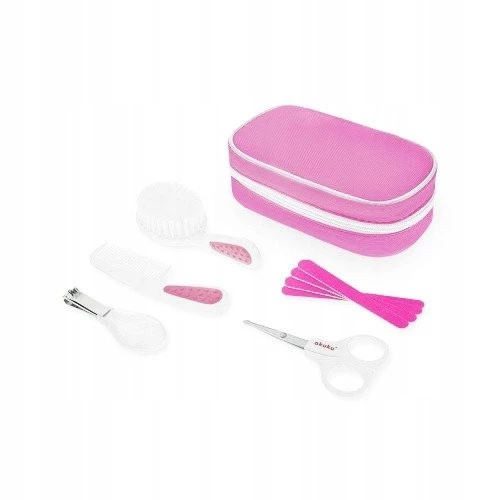 Akuku Duży Zestaw Kosmetyczny Manicure 9el. + Etui - różowy