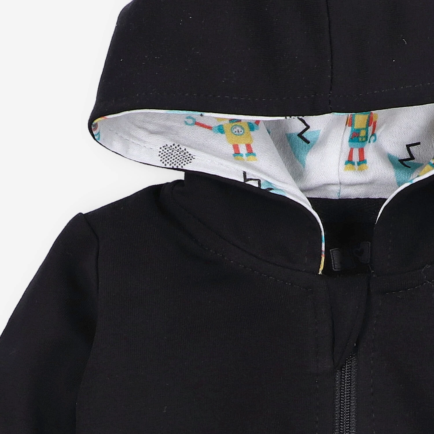 Czarna bluza niemowlęca Summer Robots  z bawełny organicznej dla chłopca